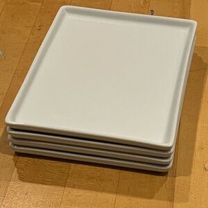 Set of 4 CB2 OLIVER Appetizer Plates, Plain White
